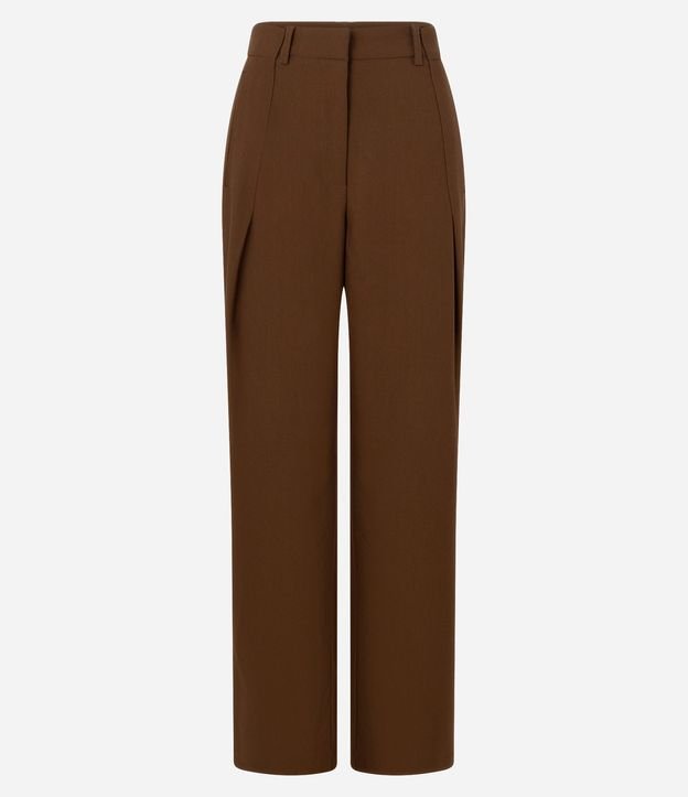 Pantalón Recto en Cupro con Trabillas y Superposición Lateral 5