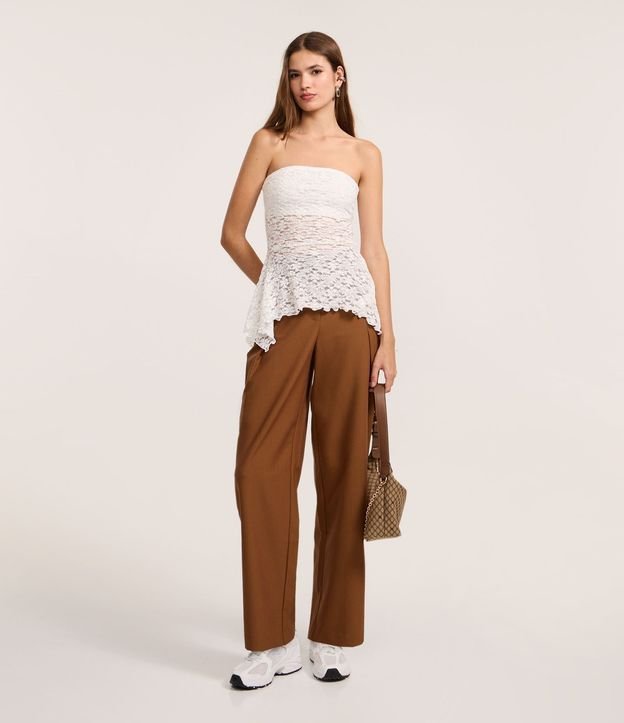 Pantalón Recto en Cupro con Trabillas y Superposición Lateral