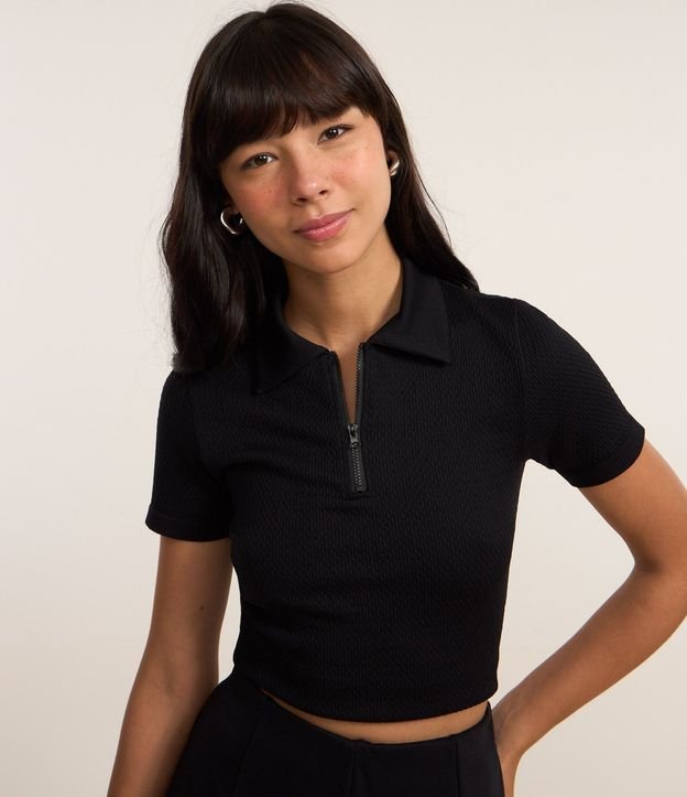 Blusa Polo con Cremallera en Seamless Texturizada 3