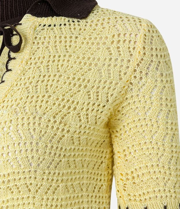Blusa en Punto con Cuello Polo  Contraste y Lazo 3