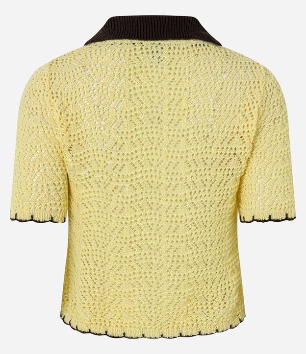 Blusa en Punto con Cuello Polo  Contraste y Lazo 4