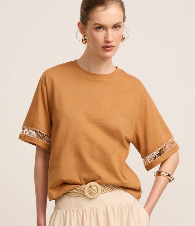 Blusa Boxy en Algodón con Entremedios en la Manga