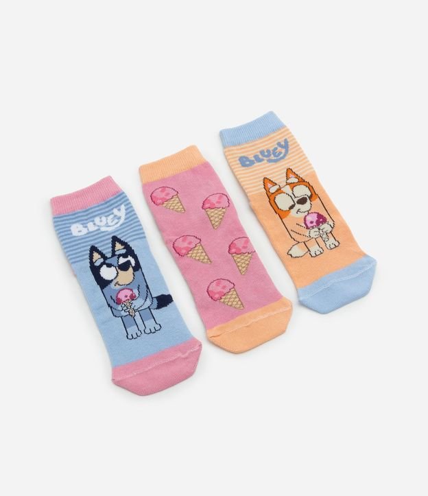 Kit 03 Medias Infantiles Cano Mediano con Estampa Bluey - Talle 19 a 30 1