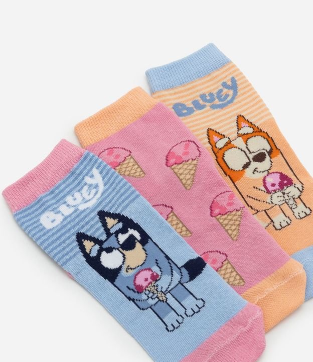 Kit 03 Medias Infantiles Cano Mediano con Estampa Bluey - Talle 19 a 30 4