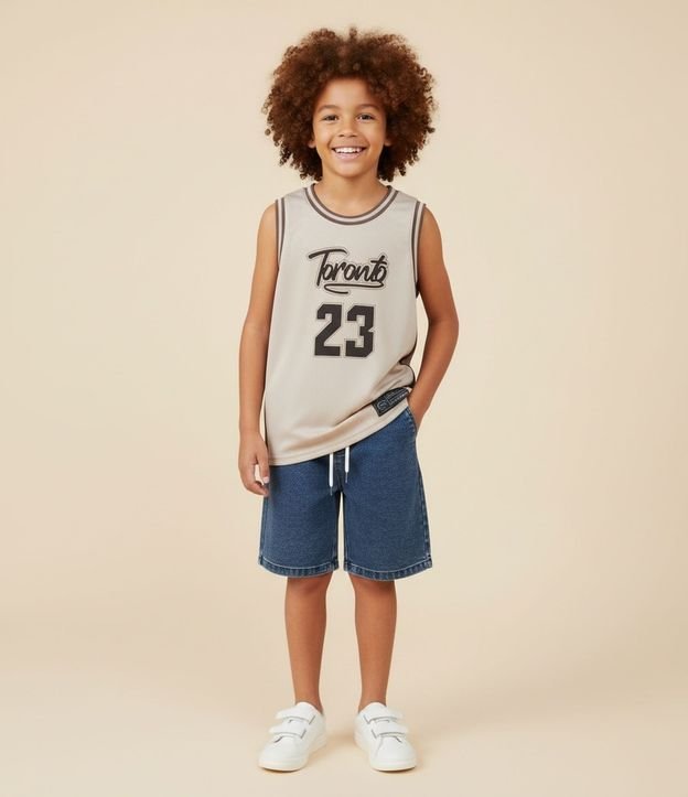Musculosa Deportiva Infantil con Estampa Baloncesto Toronto - Talle 5 a 14 años