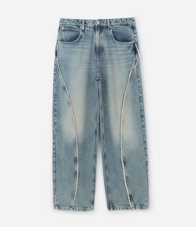 Pantalón Super Baggy en Jeans con Detalles Deshilachados