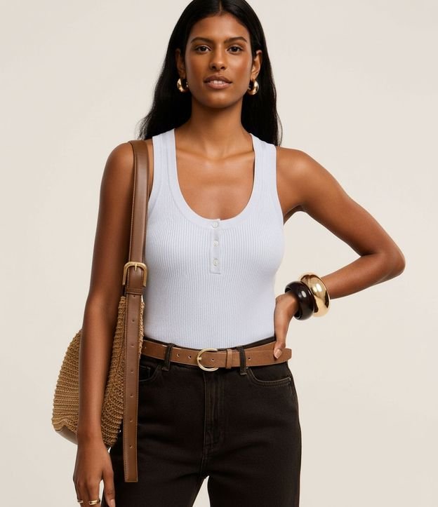 Blusa Básica Acanalada en Punto con Escote U 5