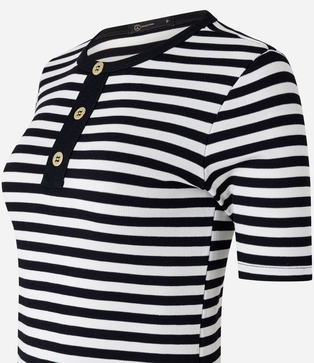Blusa Slim Rayada en Rib con Textura Acanalada 6