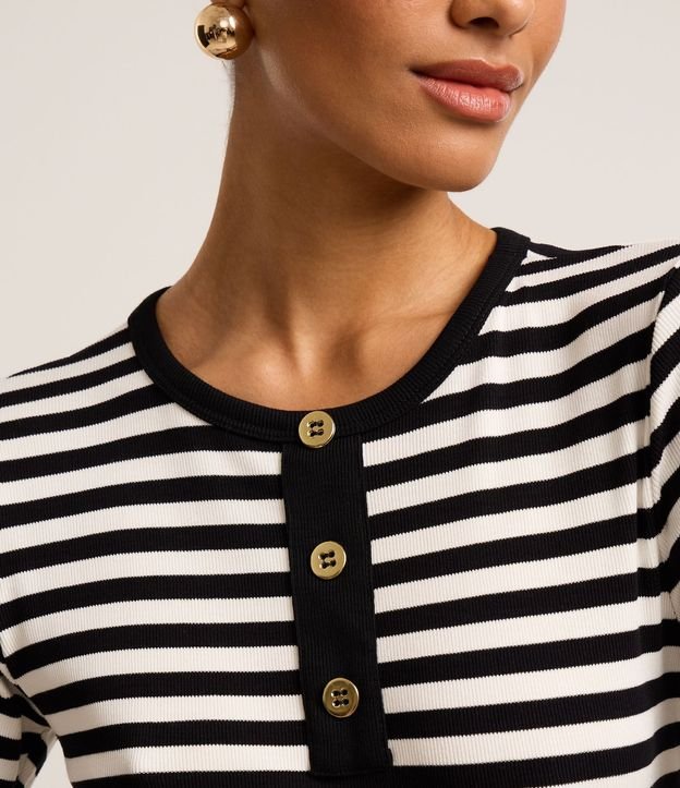 Blusa Slim Rayada en Rib con Textura Acanalada 5