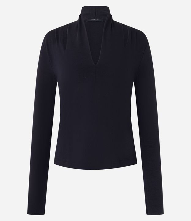 Blusa en Viscosa con Escote V y Cutout en el Hombro 5