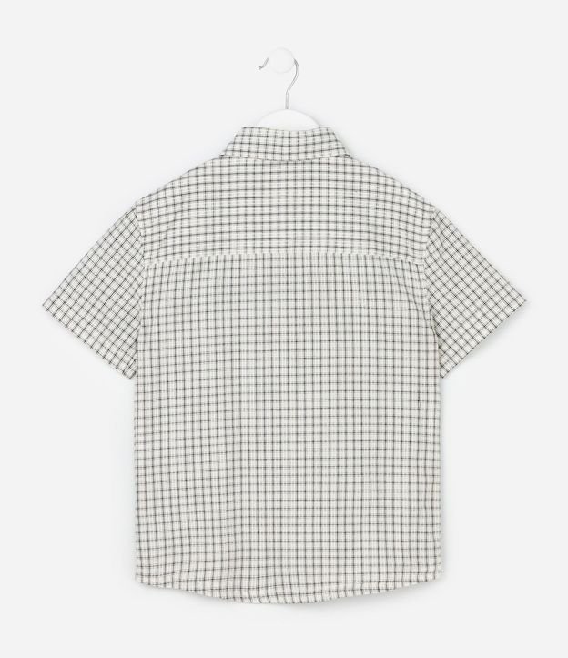 Camisa Infantil en Franela con Estampa de Cuadros y Lettering Bordado Baseball - Talle 5 a 14 años 3