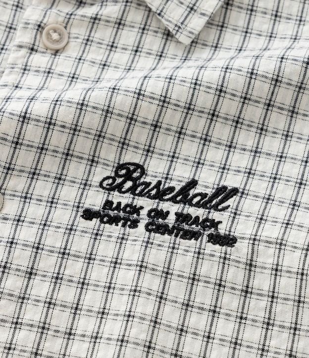 Camisa Infantil en Franela con Estampa de Cuadros y Lettering Bordado Baseball - Talle 5 a 14 años 7