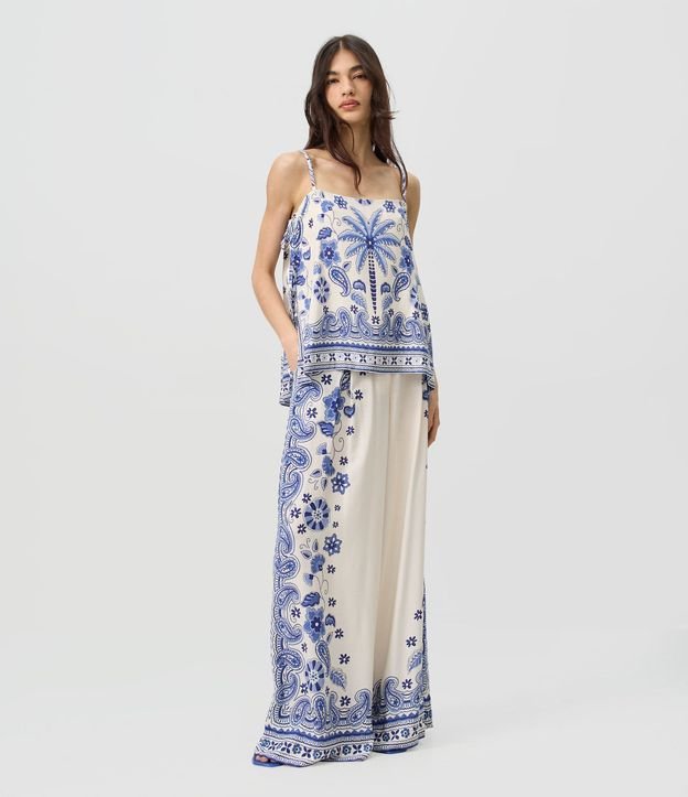 Pantalón Wide Leg con Estampa Arabescos