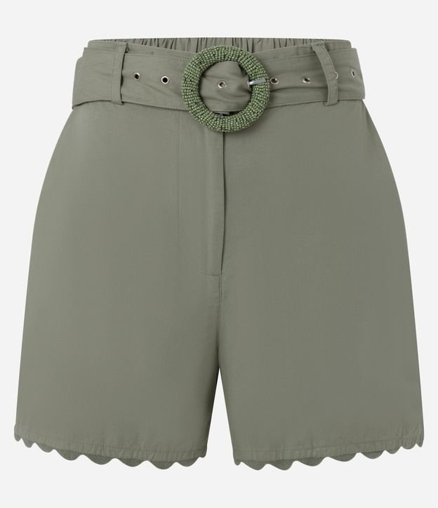 Short en Cambraia con Abalorios en la Hebilla del Cinturón