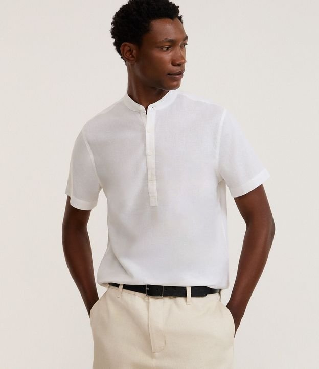 Camisa Bata en Lino con Botones