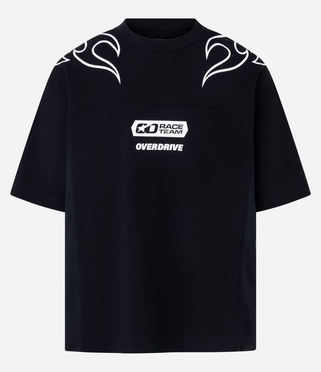 Remera Oversized en Malla con Estampa Lettering y Maori 5