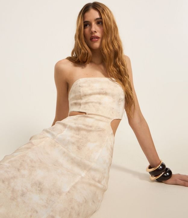 Vestido New Midi Sin Breteles con Estampa Manchada 5