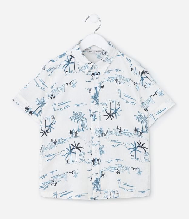 Camisa Infantil con Estampa Palmeras - Talle 5 a 14 años 2