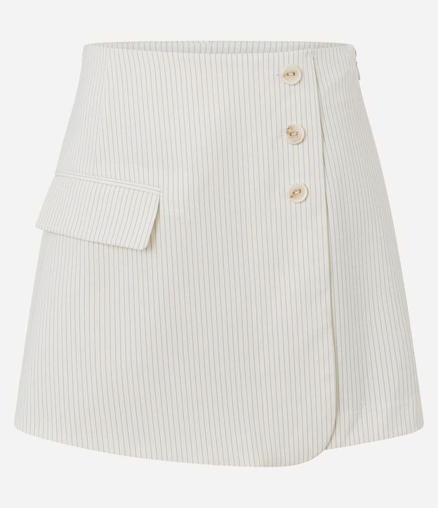 Short Pollera Sastre Listrado con Botones y Solapa en el Traspase