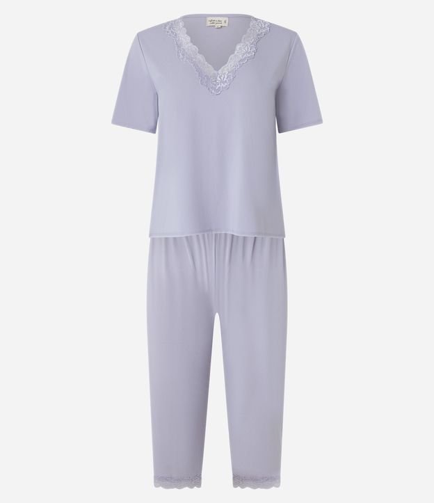Pijama Capri en Microfibra con Encaje en el Escote V 3