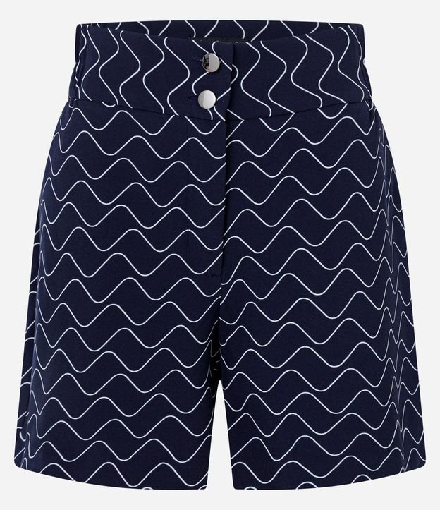 Short Recto en Sastrería con Cintura Alta y Estampado Geométrico