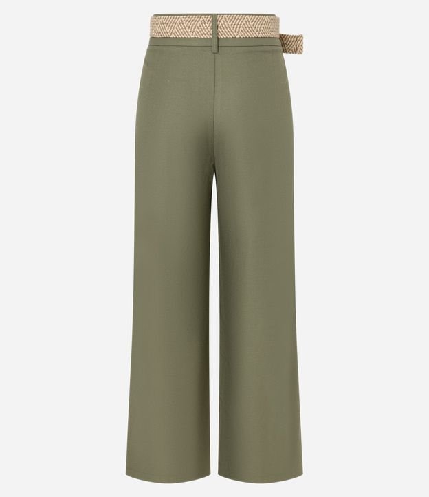 Pantalón Wide Leg en Viscolino con Cinturón de Ráfia 6