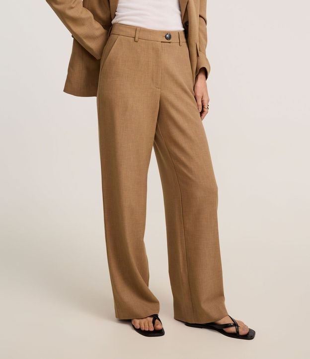 Pantalón Wide Leg Sastrería con Estampa de Cuadros Punteada 3