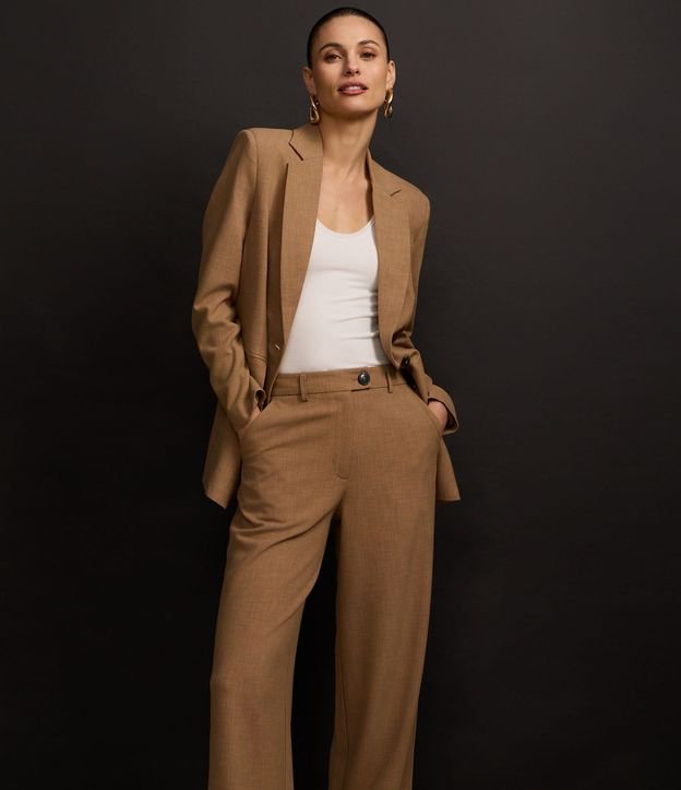 Pantalón Wide Leg Sastrería con Estampa de Cuadros Punteada 6