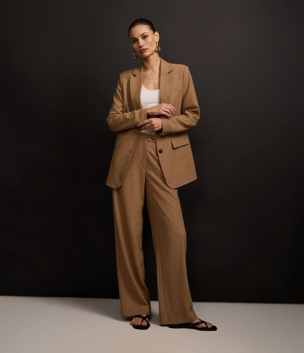 Pantalón Wide Leg Sastrería con Estampa de Cuadros Punteada 7