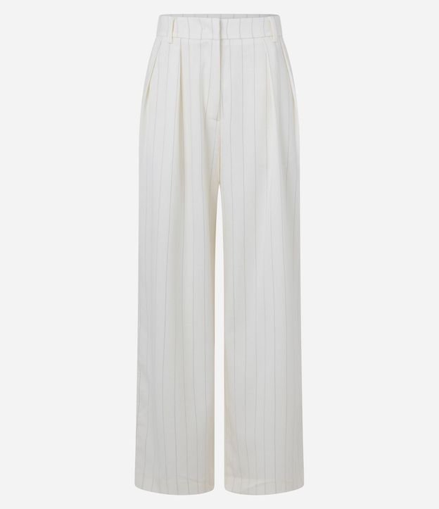 Pantalón Recto Sastre Cintura Alta en Viscosa con Rayas 7