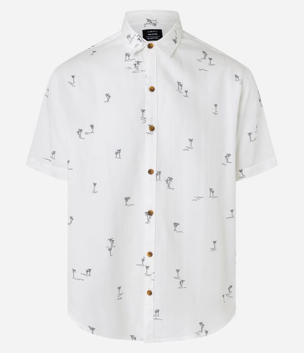 Camisa Relaxed en Viscosa con Estampa de Palmeras