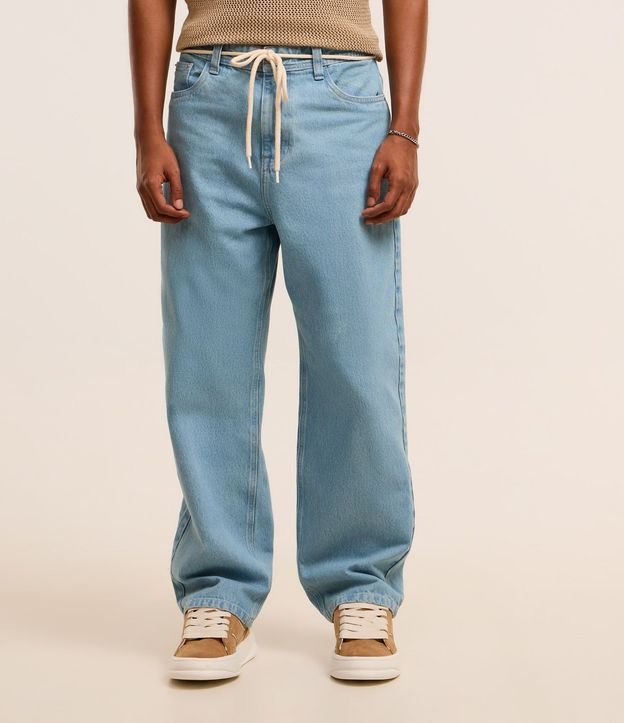Pantalón Baggy Relaxed en Jeans con Cordón en la Cintura