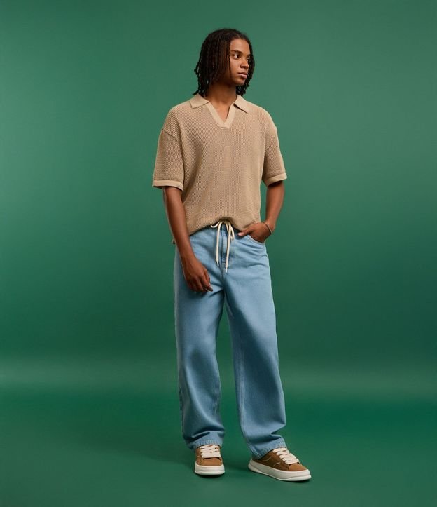 Pantalón Baggy Relaxed en Jeans con Cordón en la Cintura 4