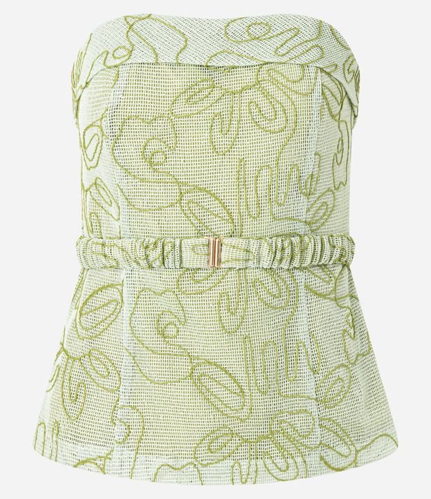 Blusa sin Bretel con Escote Virado y Bordado Bastrado