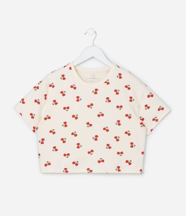 Remera corta Infantil con Estampa Cerezas - Talle 5 a 14 años 2
