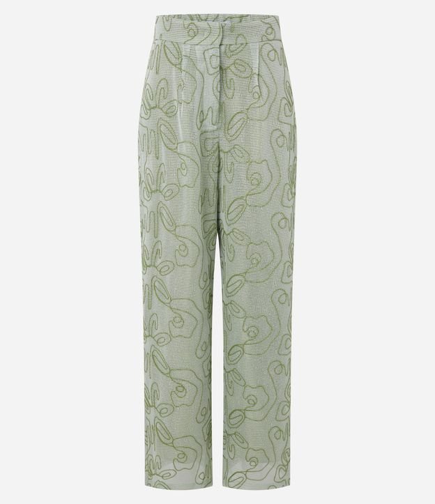 Pantalón Recto Sastre Cintura Alta con Bordado Bastrado 5
