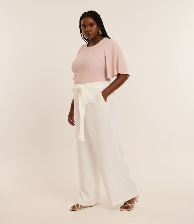 Pantalón Pantalona Sastrería con Lazo en la Cintura Curve & Plus Size