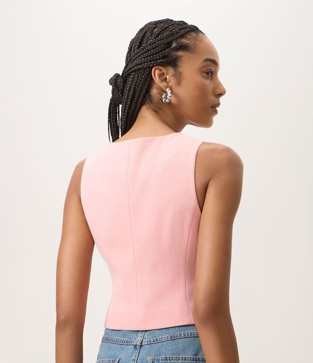 Chaleco Cropped Sastre con Textura y Botones 4
