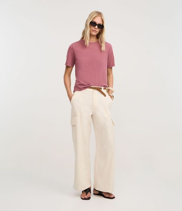 Blusa T-shirt en Algodón Desteñido con Manga corta 2
