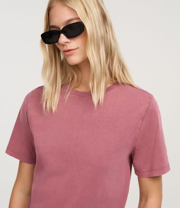 Blusa T-shirt en Algodón Desteñido con Manga corta 3