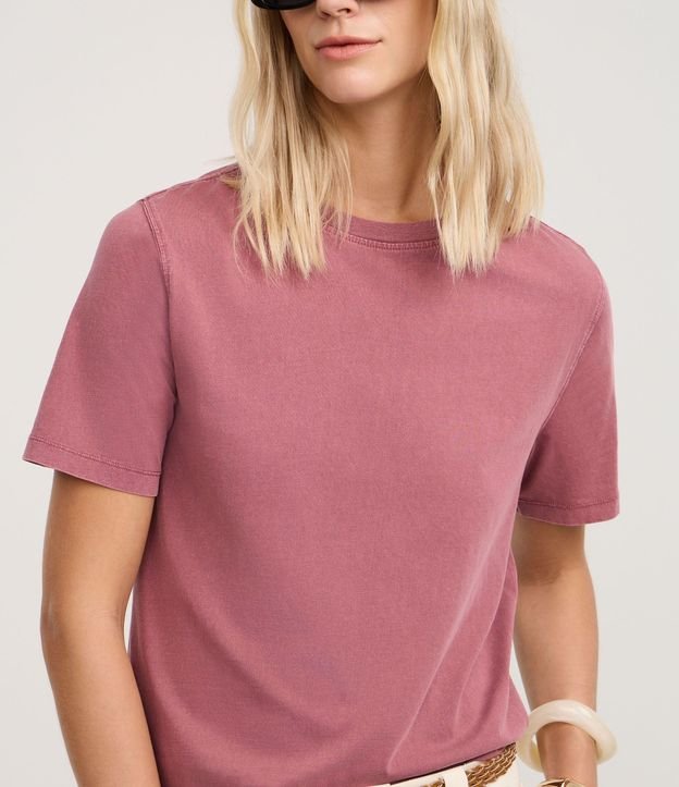 Blusa T-shirt en Algodón Desteñido con Manga corta 5