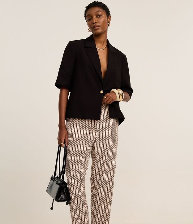 Pantalón Fluida en Crepé con Lazo y Estampado Geométrico 2