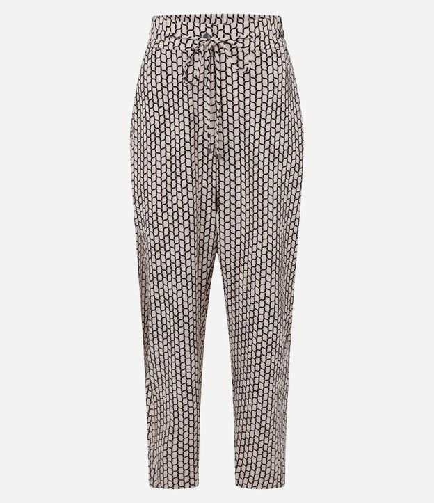 Pantalón Fluida en Crepé con Lazo y Estampado Geométrico