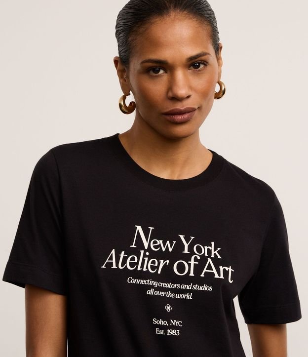 Remera Slim en Algodón con Estampa New York Atelier 3