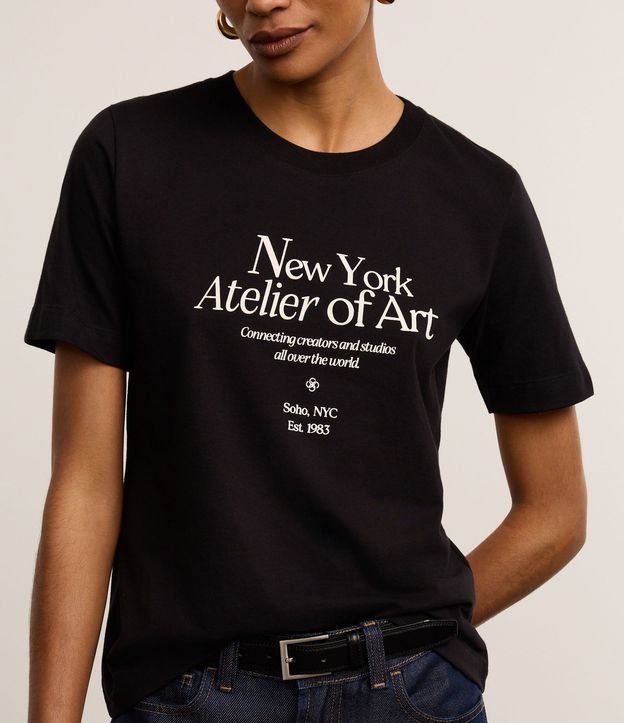 Remera Slim en Algodón con Estampa New York Atelier 4