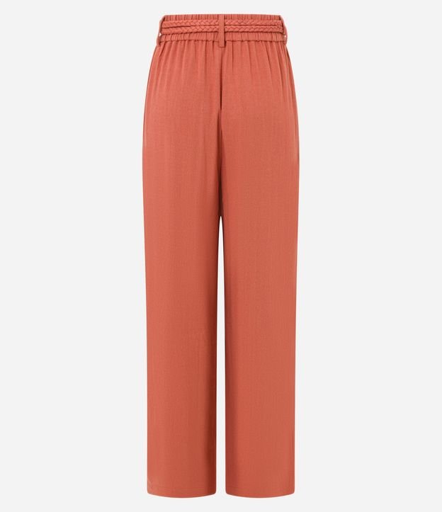 Pantalón Wide Leg en Viscolino con Pliegues y Cinturón Cuerda 8