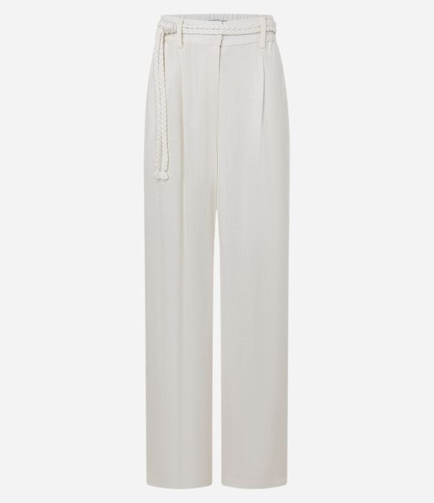 Pantalón Wide Leg en Viscolino con Pliegues y Cinturón Cuerda 5