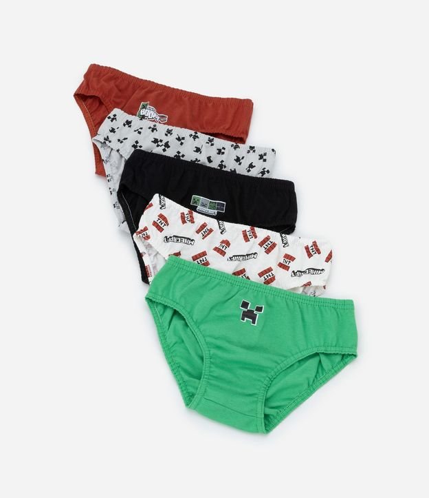 Kit 05 Calzoncillos Slip Infantil con Estampa Minecraft - Talle 4 a 14 años