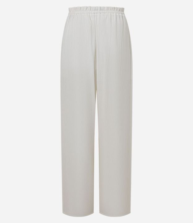 Pantalón Recto en Viscosa Texturizada con Lazo en la Cintura 10