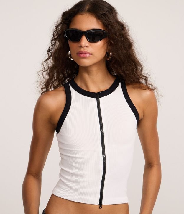 Musculosa Seamless con Cremallera y Viés Contraste 5